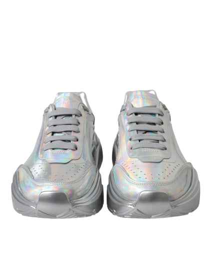 Dolce & Gabbana Silver Iridescent DAYMASTER Leather Sneakers Shoes Dolce & Gabbana