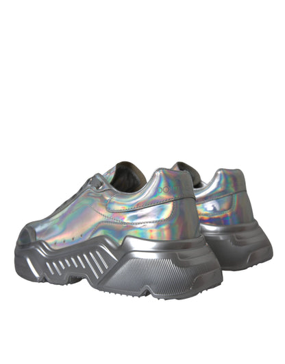 Dolce & Gabbana Silver Iridescent DAYMASTER Leather Sneakers Shoes Dolce & Gabbana