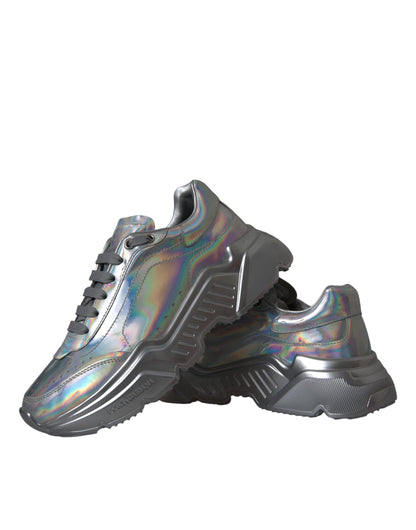 Dolce & Gabbana Silver Iridescent DAYMASTER Leather Sneakers Shoes Dolce & Gabbana