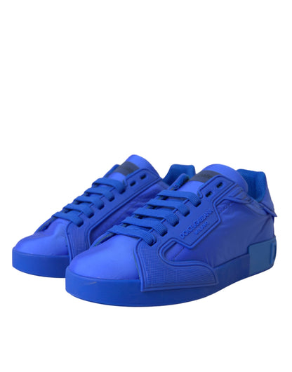 Dolce & Gabbana Blue Leather Fabric Low Top Sneakers Shoes Dolce & Gabbana