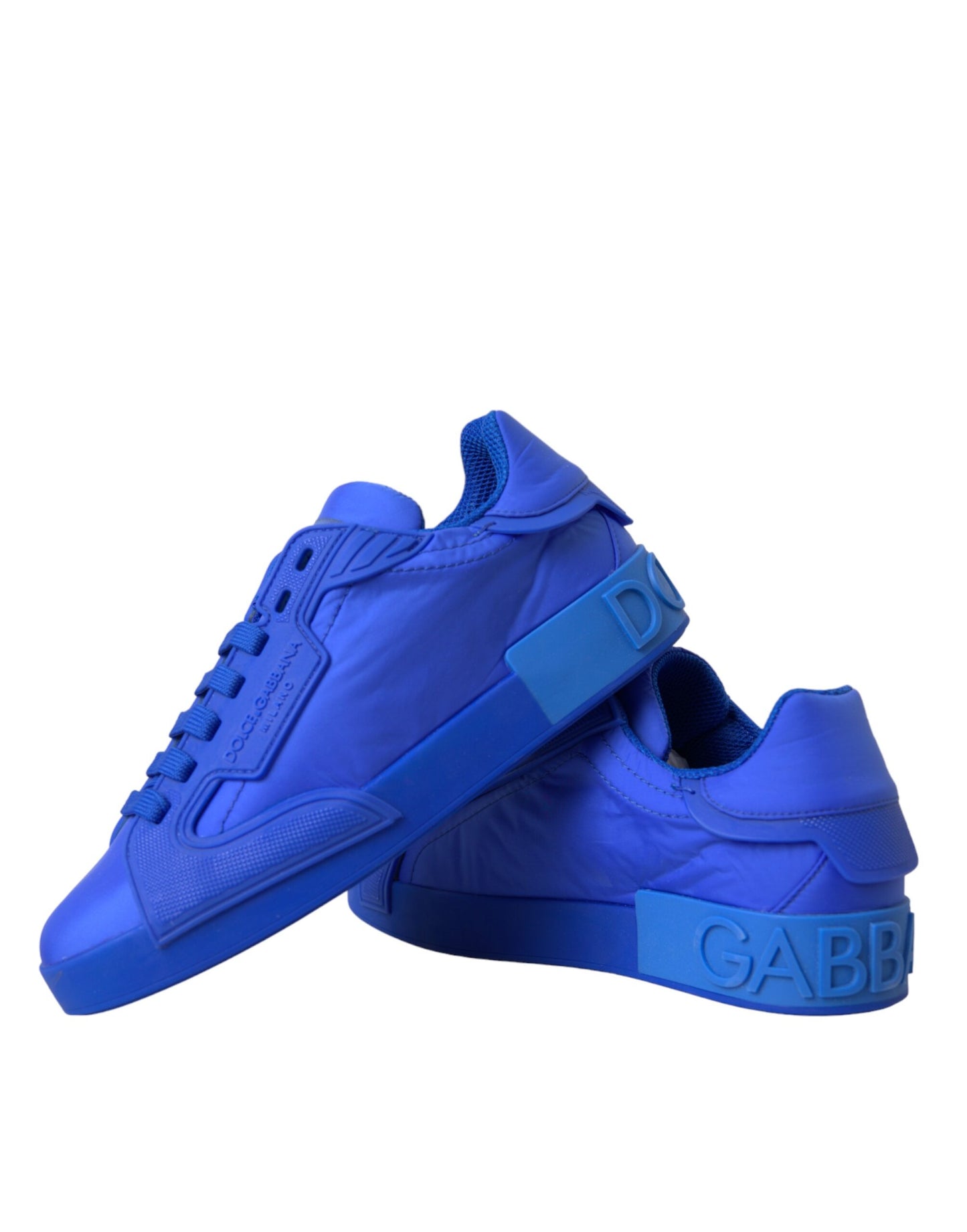 Dolce & Gabbana Blue Leather Fabric Low Top Sneakers Shoes Dolce & Gabbana