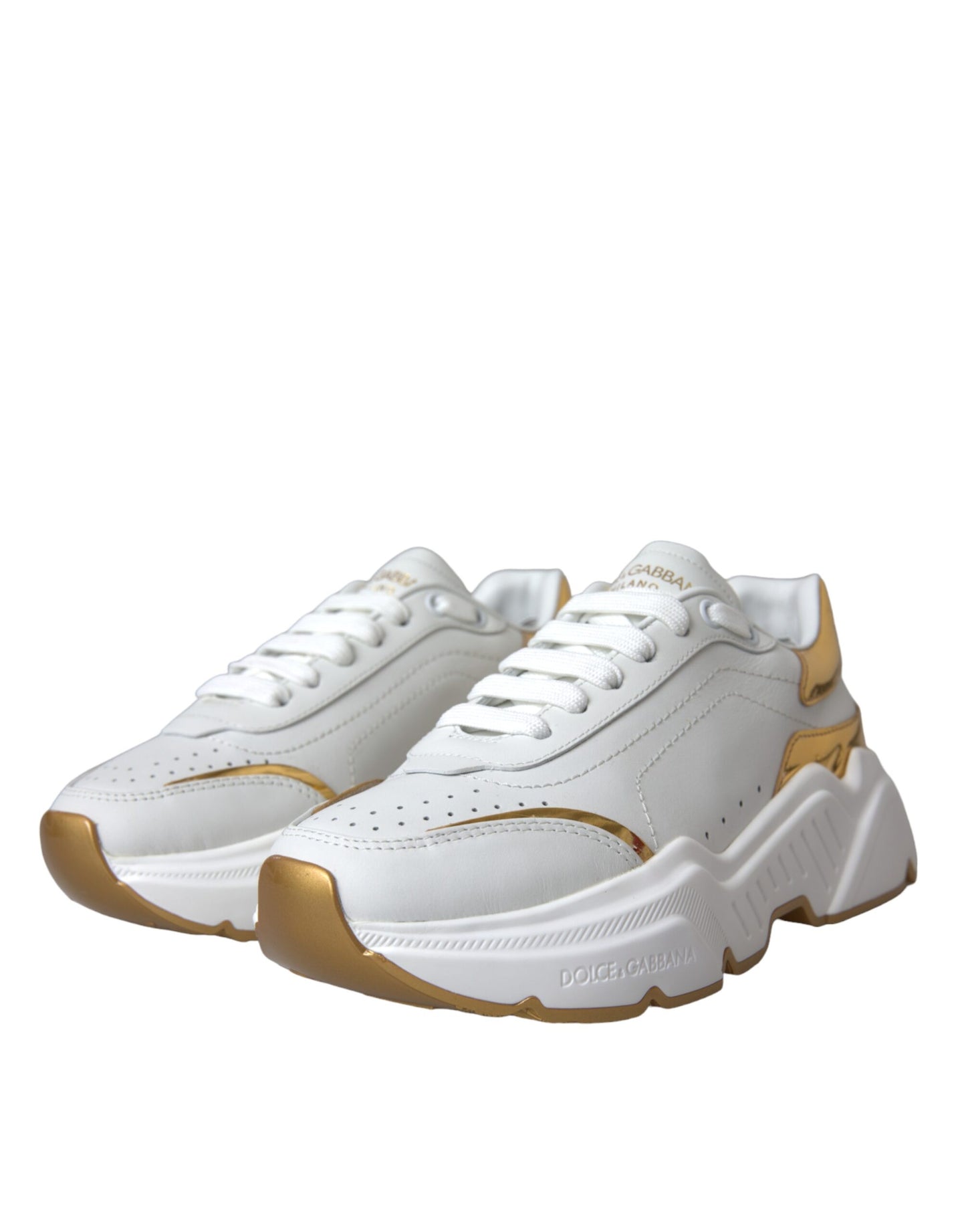 Dolce & Gabbana White Gold Low Top Daymaster Sneakers Women Shoes Dolce & Gabbana