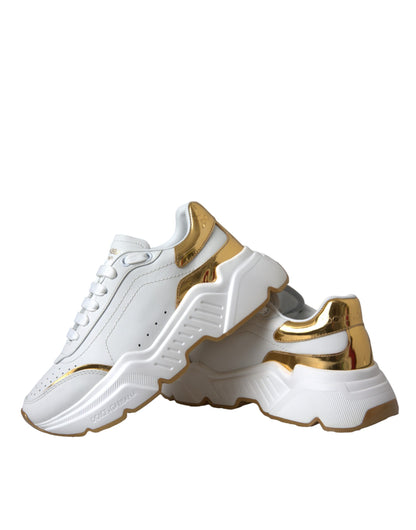 Dolce & Gabbana White Gold Low Top Daymaster Sneakers Women Shoes Dolce & Gabbana