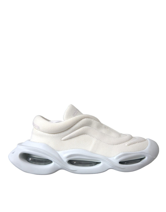 Dolce & Gabbana White Padded Fabric Wave Low Top Sneakers Shoes Dolce & Gabbana