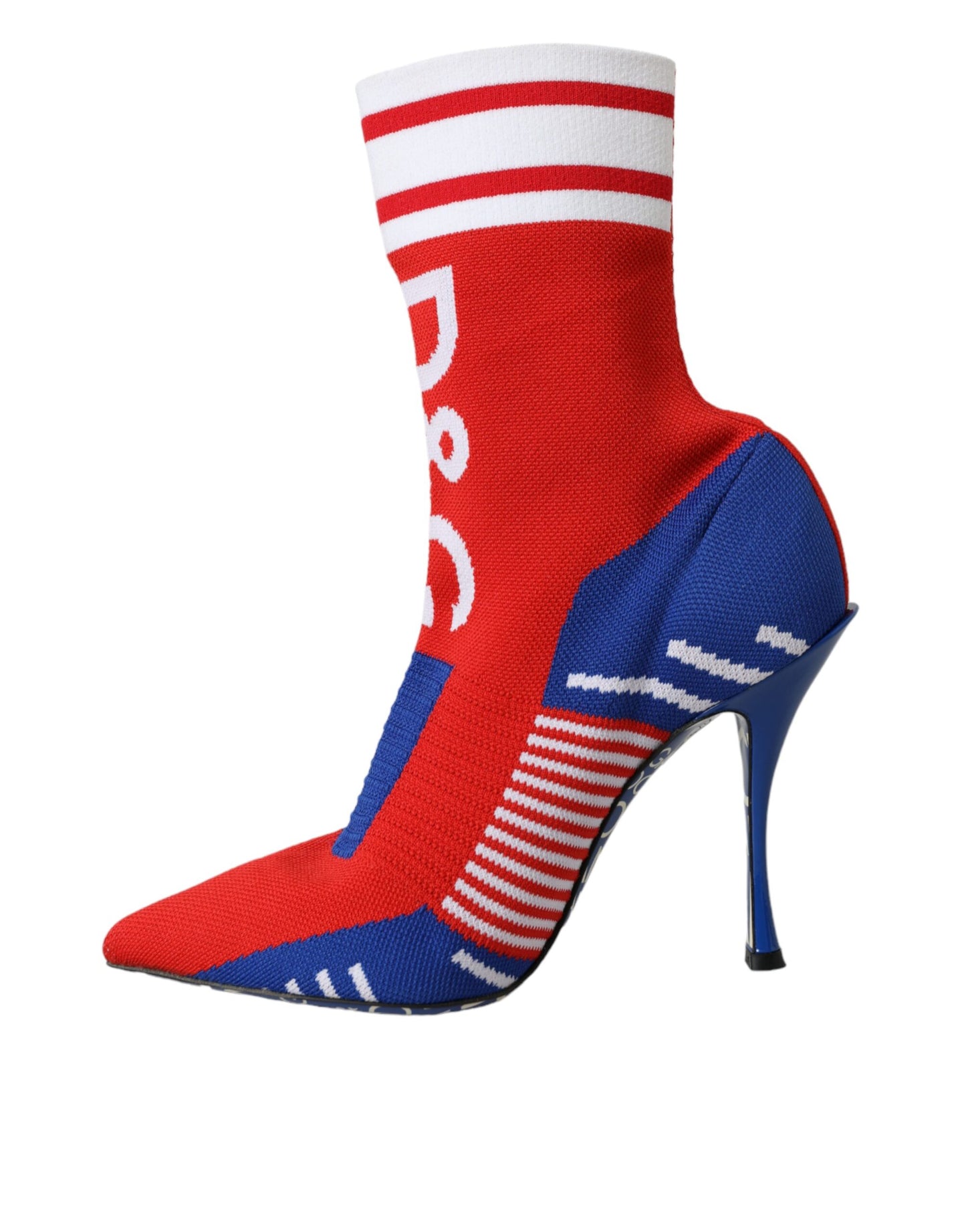 Dolce & Gabbana Red Blue Stretch Sock Style Short Boots Logo Shoes Dolce & Gabbana