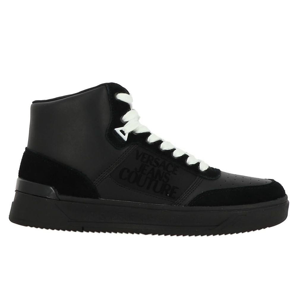 Versace Jeans Black Leather Di Calfskin Sneaker Versace Jeans