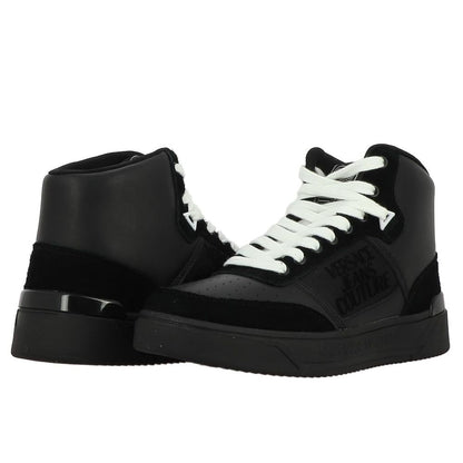 Versace Jeans Black Leather Di Calfskin Sneaker Versace Jeans