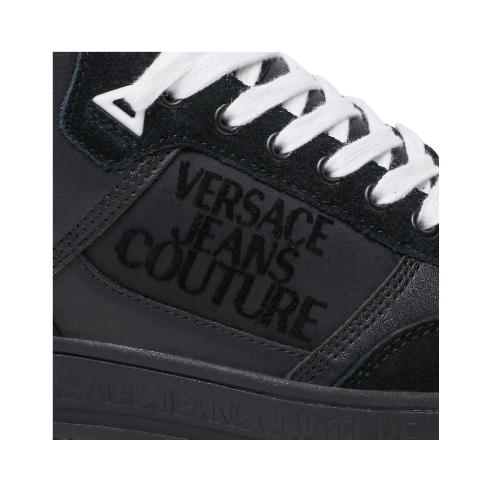 Versace Jeans Black Leather Di Calfskin Sneaker Versace Jeans