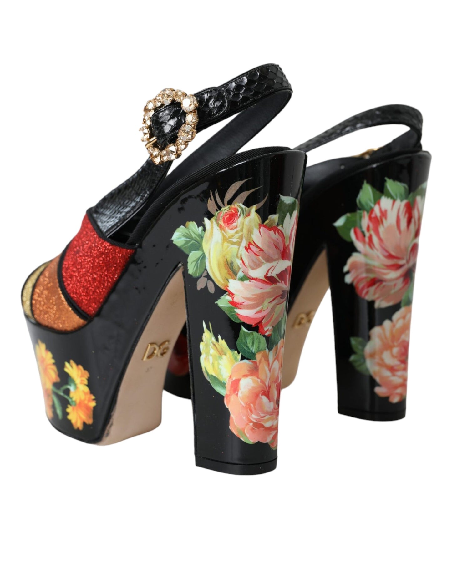 Dolce & Gabbana Multicolor Floral Crystal Platform Sandals Shoes Dolce & Gabbana