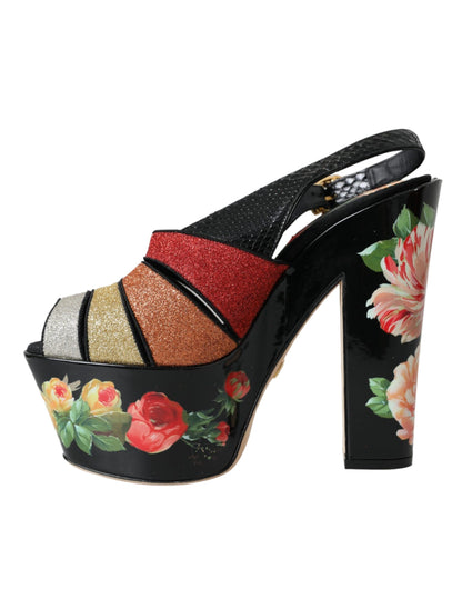 Dolce & Gabbana Multicolor Floral Crystal Platform Sandals Shoes Dolce & Gabbana