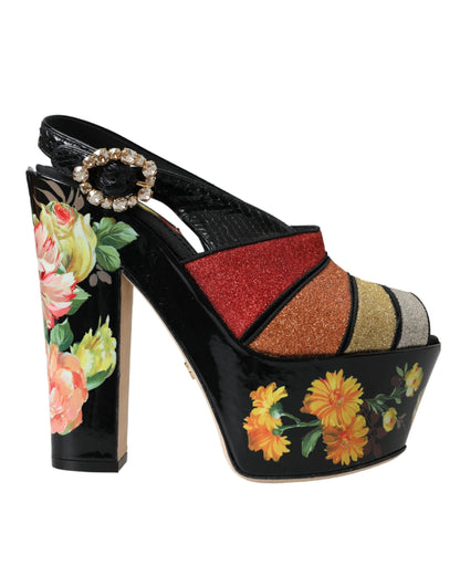 Dolce & Gabbana Multicolor Floral Crystal Platform Sandals Shoes Dolce & Gabbana