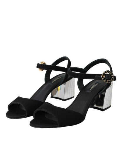 Dolce & Gabbana Black Crystal Ankle Strap Keira Sandal Shoes Dolce & Gabbana