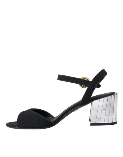 Dolce & Gabbana Black Crystal Ankle Strap Keira Sandal Shoes Dolce & Gabbana