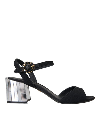 Dolce & Gabbana Black Crystal Ankle Strap Keira Sandal Shoes Dolce & Gabbana