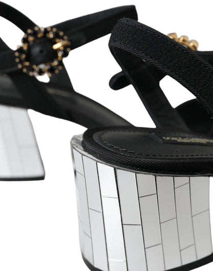 Dolce & Gabbana Black Crystal Ankle Strap Keira Sandal Shoes Dolce & Gabbana