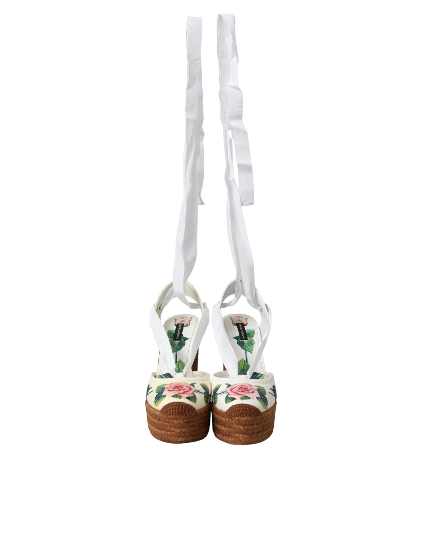 Dolce & Gabbana White Floral Wedge Heels Sandals Shoes Dolce & Gabbana