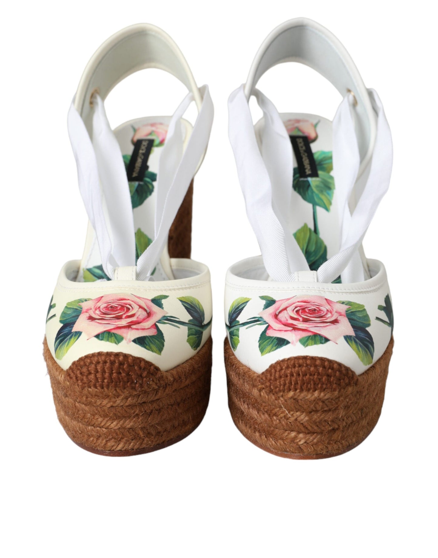 Dolce & Gabbana White Floral Wedge Heels Sandals Shoes Dolce & Gabbana