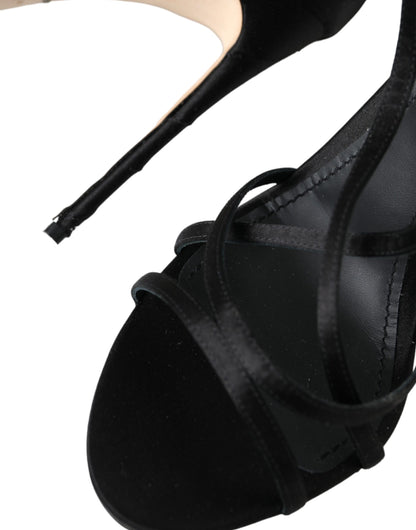 Dolce & Gabbana Black Keira Satin Heels Sandals Shoes Dolce & Gabbana