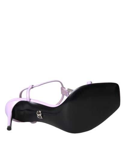 Dolce & Gabbana Purple Leather Logo Ankle Strap Keira Sandals Shoes Dolce & Gabbana