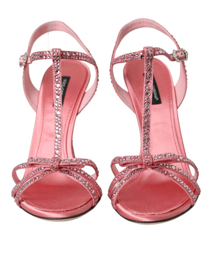 Dolce & Gabbana Pink Strass Ankle Strap Heels Sandals Shoes Dolce & Gabbana