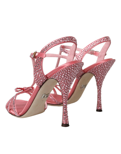 Dolce & Gabbana Pink Strass Ankle Strap Heels Sandals Shoes Dolce & Gabbana