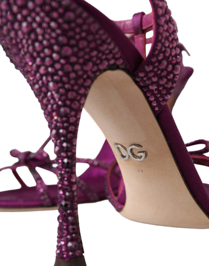 Dolce & Gabbana Purple Strass Ankle Strap Heels Sandals Shoes Dolce & Gabbana