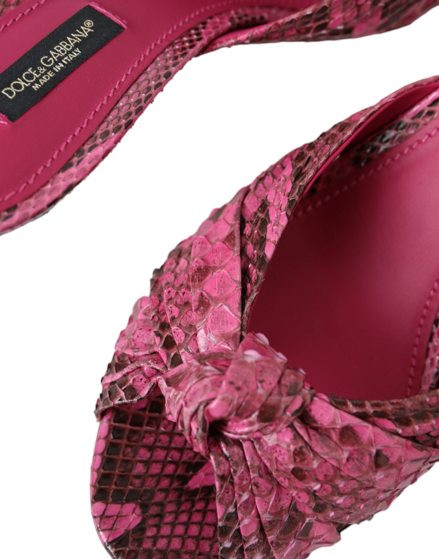 Dolce & Gabbana Pink Exotic Leather Kitten Heels Slides Shoes Dolce & Gabbana