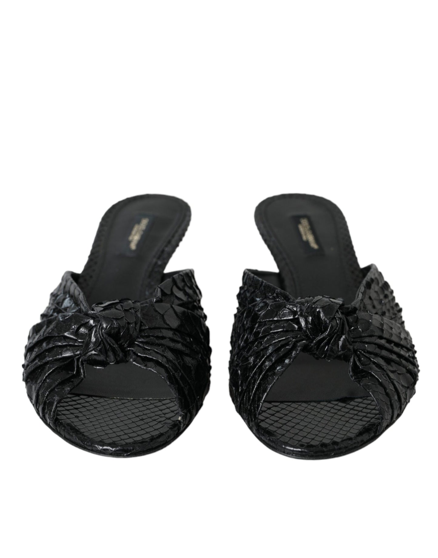 Dolce & Gabbana Black Exotic Leather Heels Slides Shoes Dolce & Gabbana