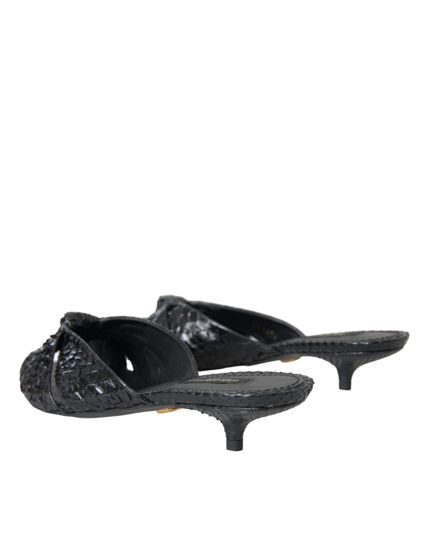 Dolce & Gabbana Black Exotic Leather Heels Slides Shoes Dolce & Gabbana