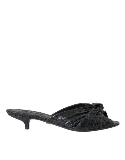 Dolce & Gabbana Black Exotic Leather Heels Slides Shoes Dolce & Gabbana