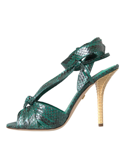 Dolce & Gabbana Green Exotic Leather Heels Sandals Shoes Dolce & Gabbana