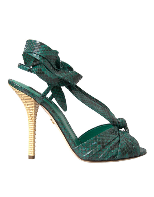 Dolce & Gabbana Green Exotic Leather Heels Sandals Shoes Dolce & Gabbana