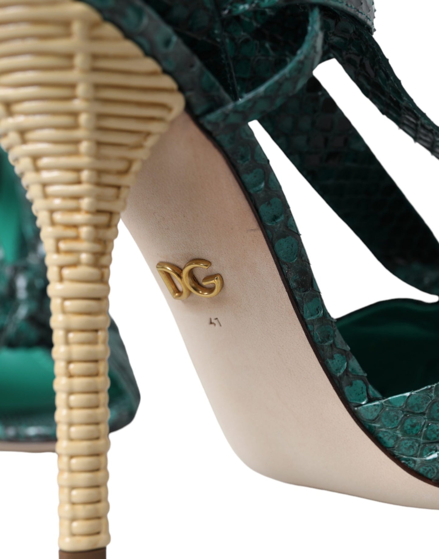 Dolce & Gabbana Green Exotic Leather Heels Sandals Shoes Dolce & Gabbana