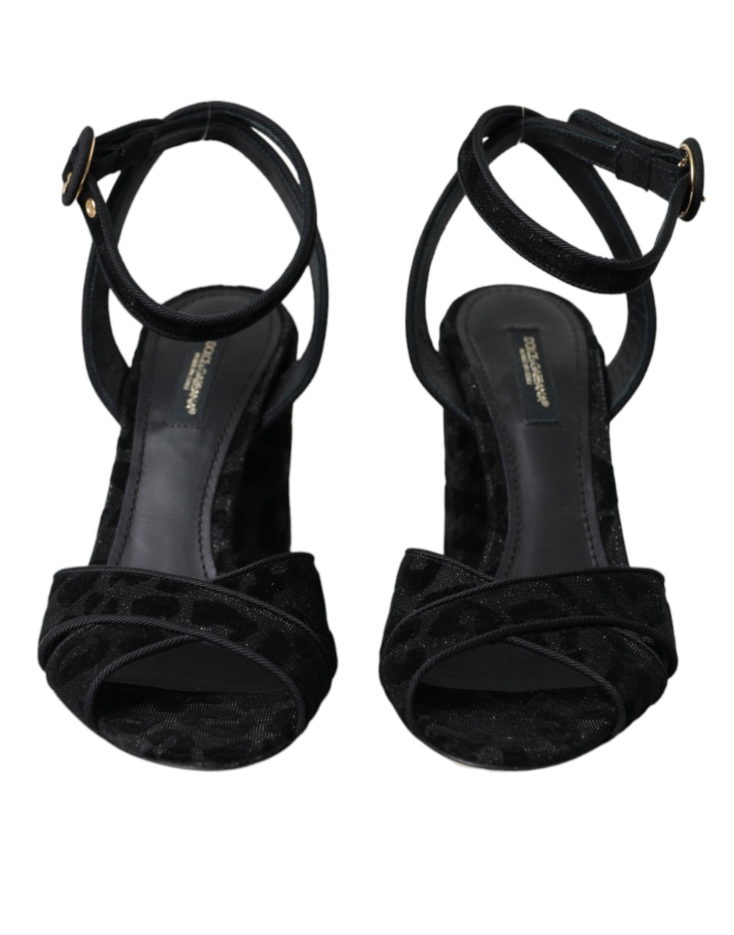 Dolce & Gabbana Black Leopard Suede Heels Sandals Shoes Dolce & Gabbana