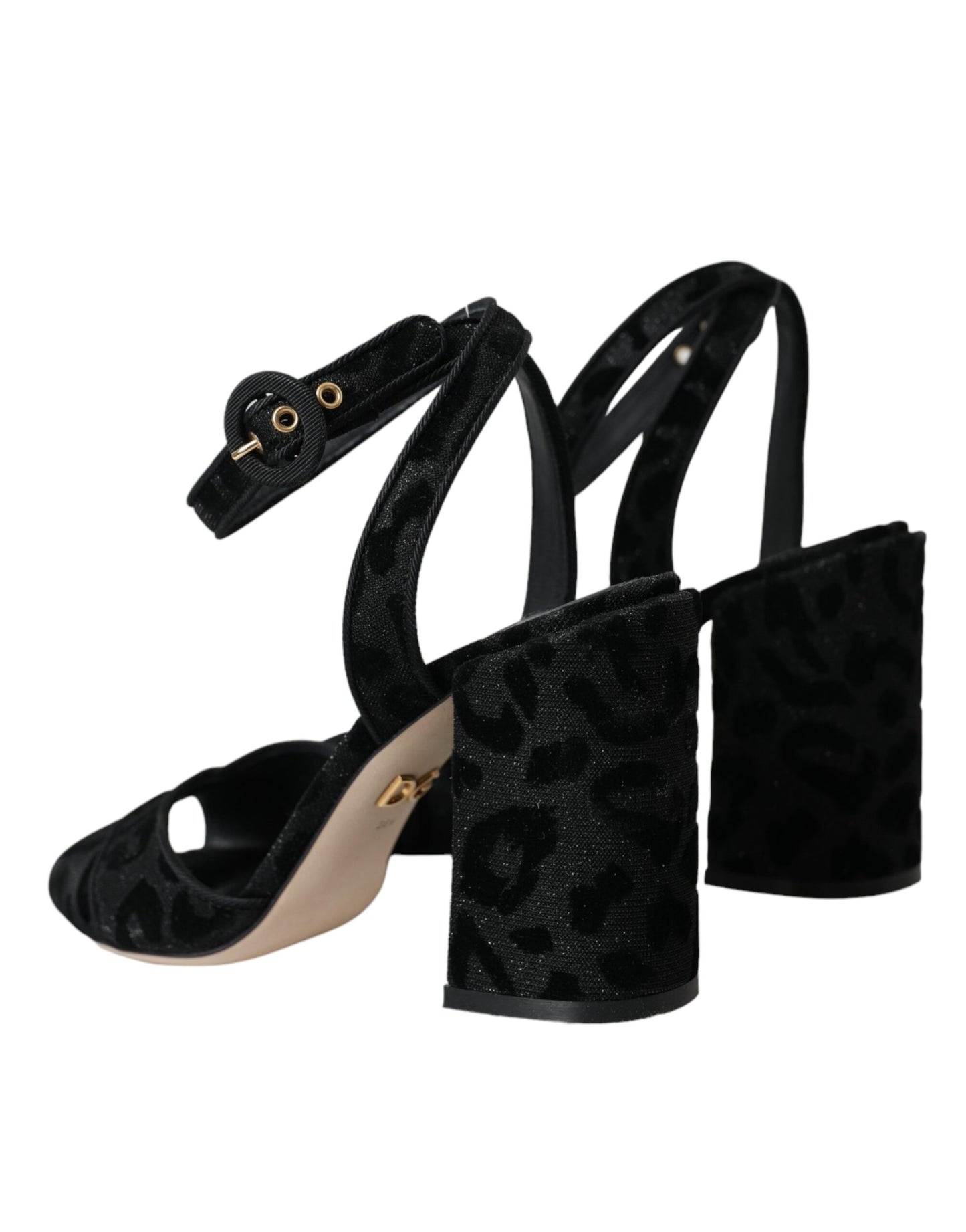 Dolce & Gabbana Black Leopard Suede Heels Sandals Shoes Dolce & Gabbana