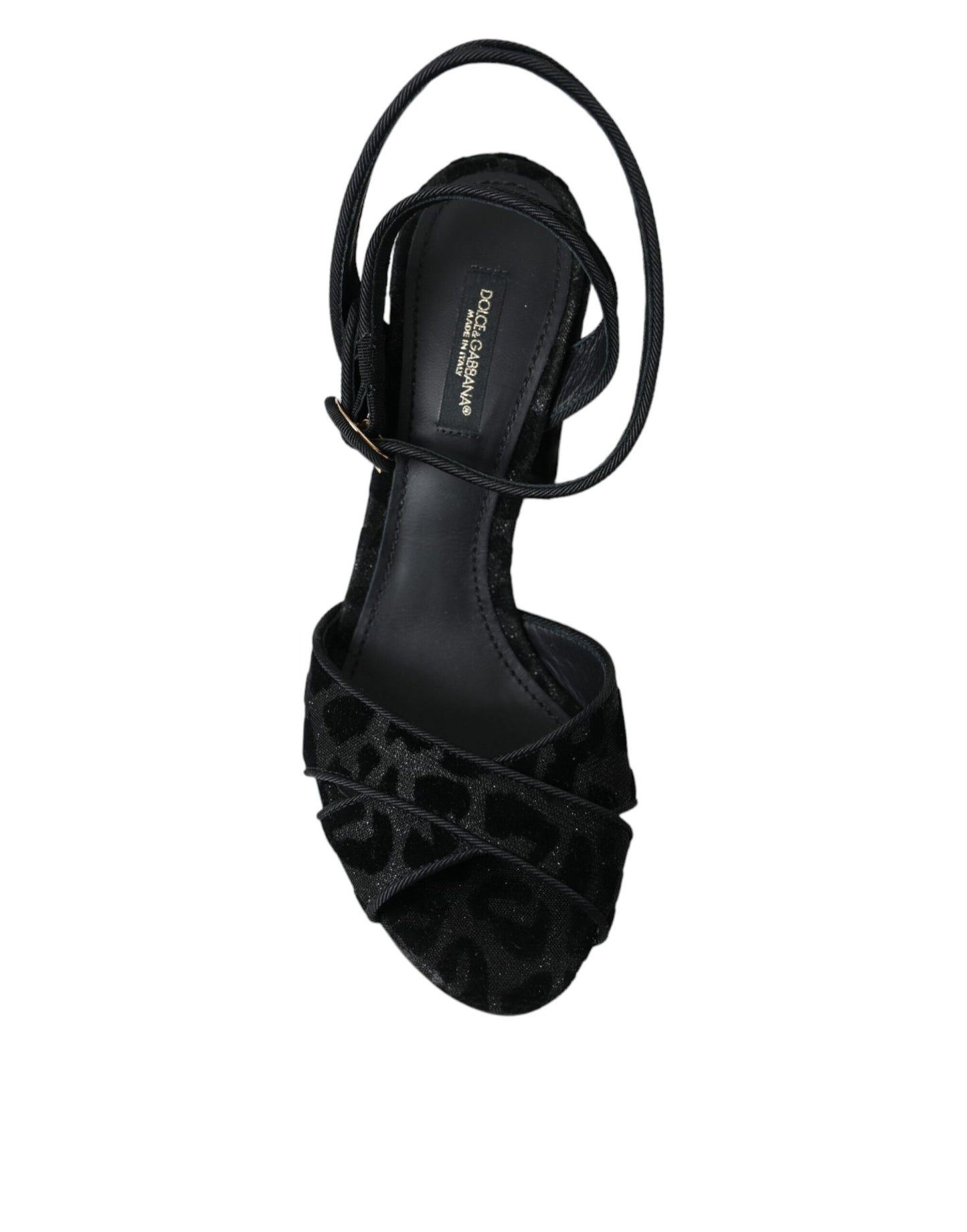 Dolce & Gabbana Black Leopard Suede Heels Sandals Shoes Dolce & Gabbana