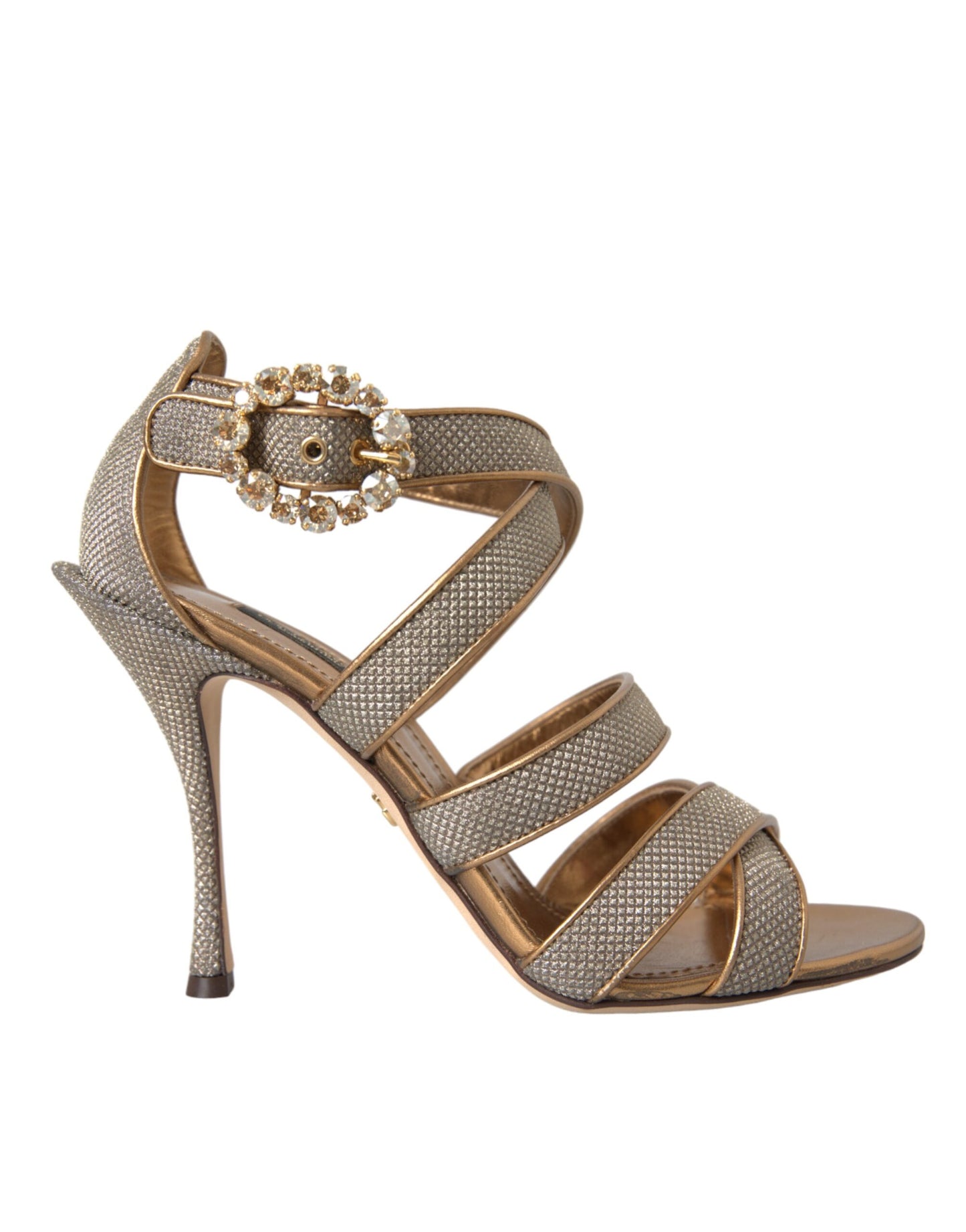 Dolce & Gabbana Bronze Crystal Strap Heels Sandals Shoes Dolce & Gabbana