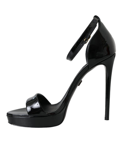 Dolce & Gabbana Black KEIRA Leather Heels Sandals Shoes Dolce & Gabbana