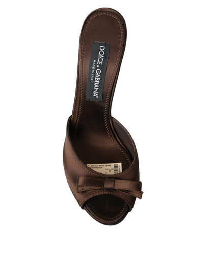 Dolce & Gabbana Brown Suede Leather Slides Heels Sandals Shoes Dolce & Gabbana