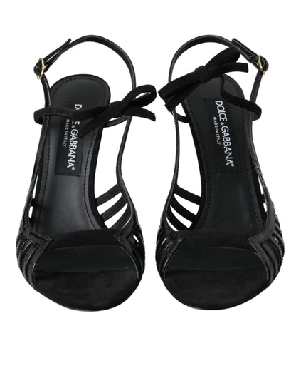 Dolce & Gabbana Black Sandals Stilettos Suede Strap Shoes Dolce & Gabbana