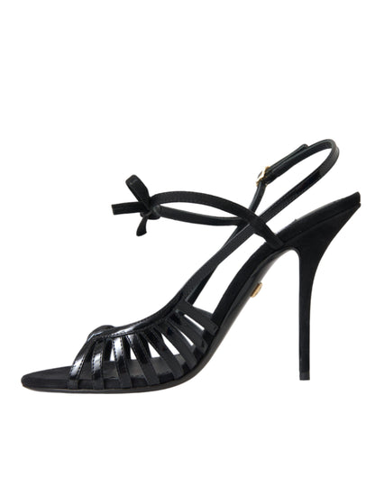 Dolce & Gabbana Black Sandals Stilettos Suede Strap Shoes Dolce & Gabbana