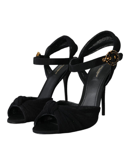 Dolce & Gabbana Black Suede Crystals Keira Sandals Shoes Dolce & Gabbana