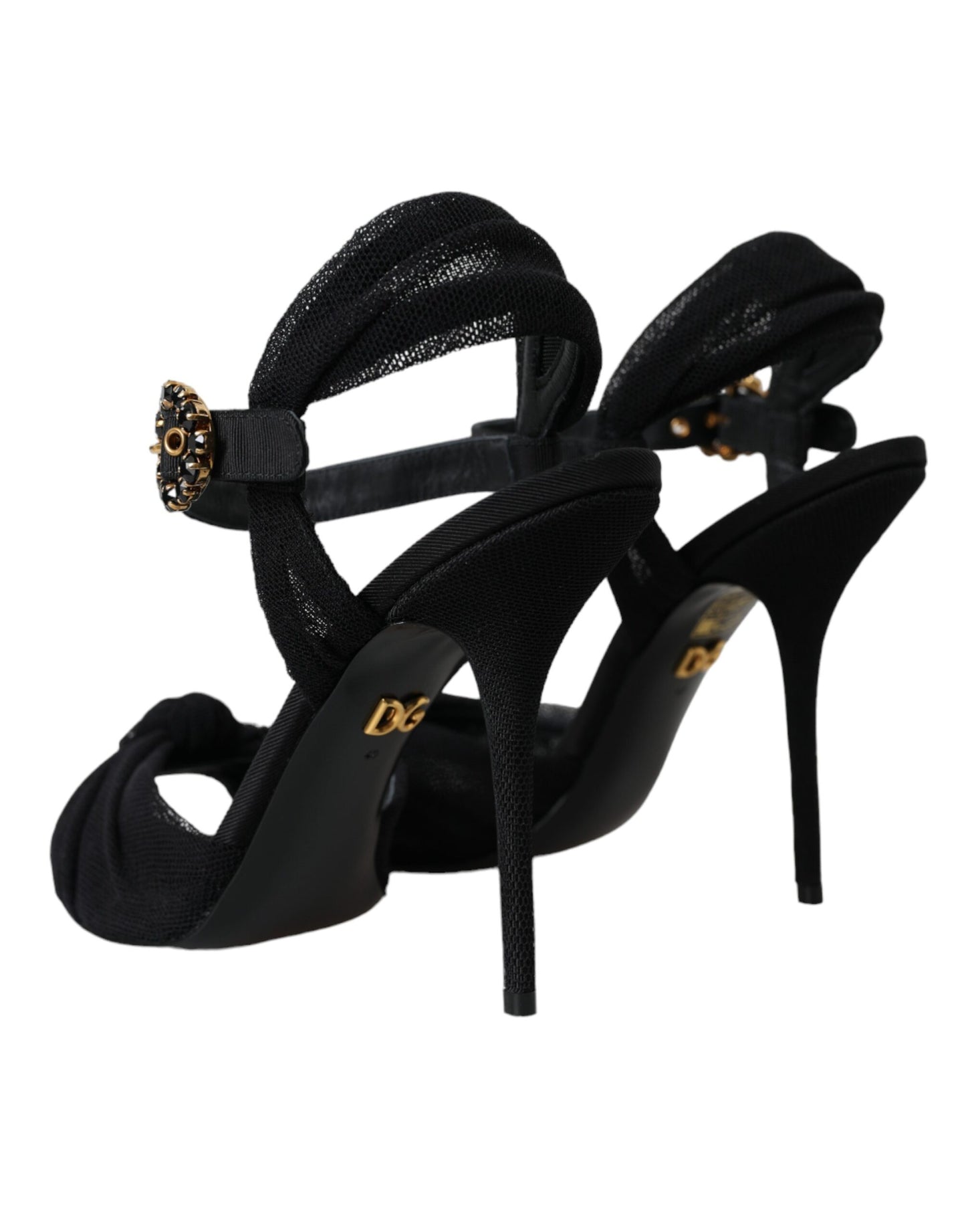 Dolce & Gabbana Black Suede Crystals Keira Sandals Shoes Dolce & Gabbana