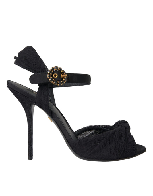 Dolce & Gabbana Black Suede Crystals Keira Sandals Shoes Dolce & Gabbana