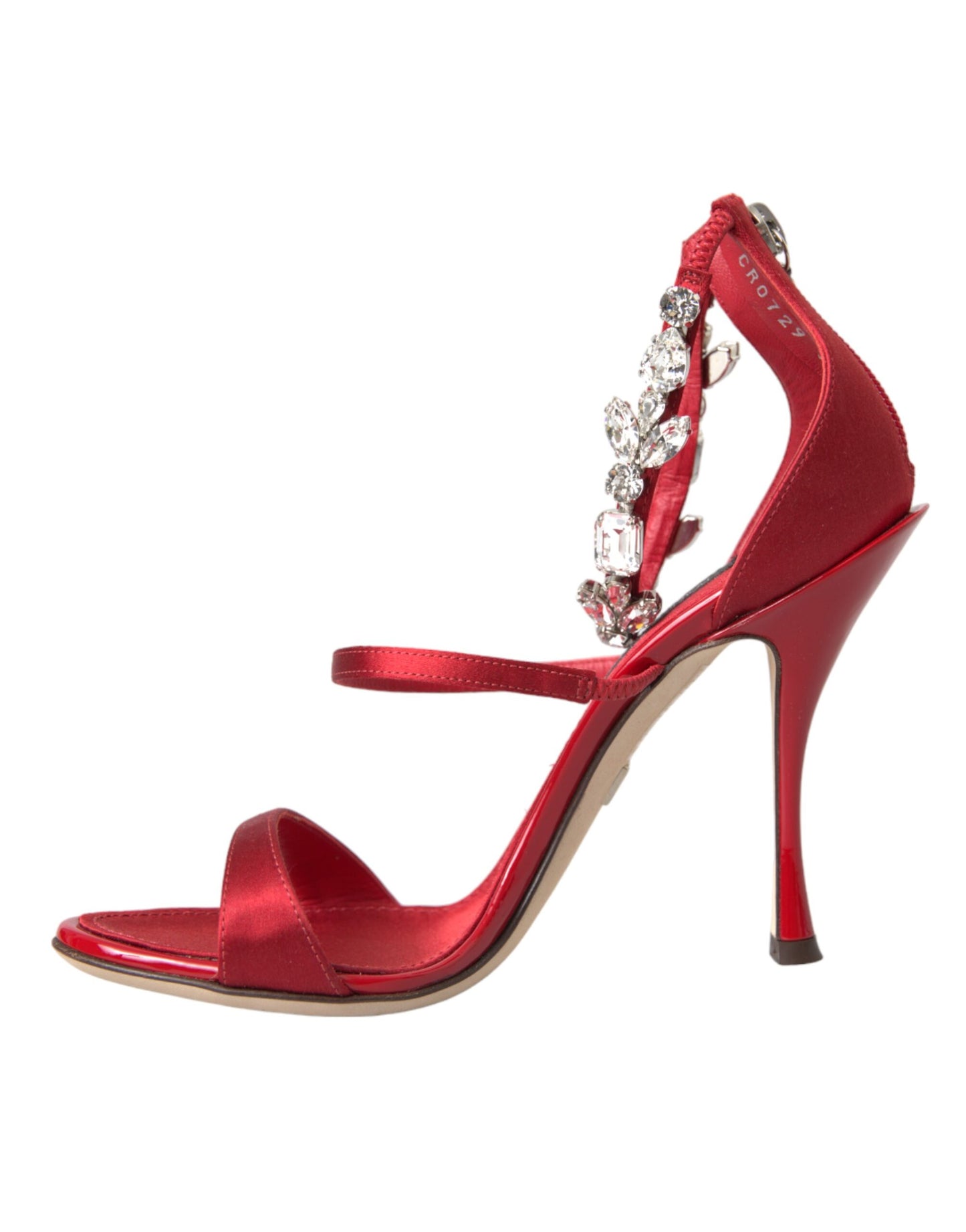 Dolce & Gabbana Red Keira Satin Crystals Sandals Heels Shoes Dolce & Gabbana