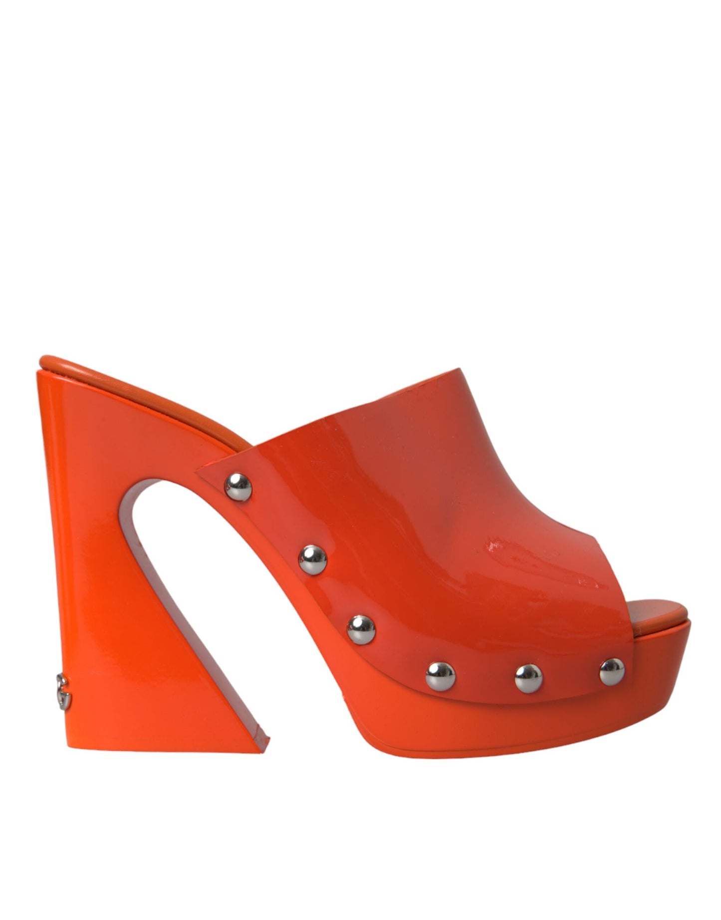 Dolce & Gabbana Orange Leather Mules Sandals Heels Shoes Dolce & Gabbana