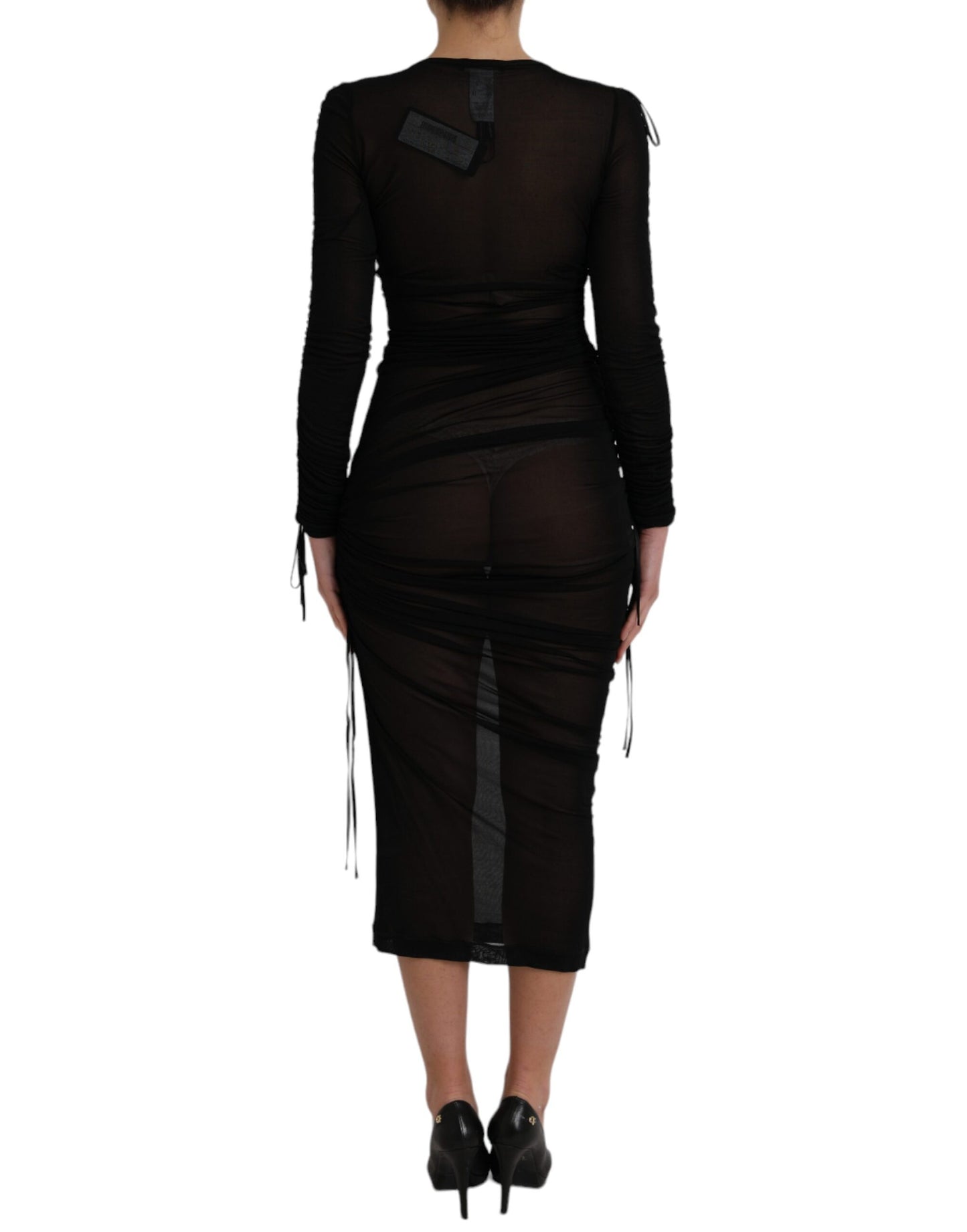 Dolce & Gabbana Black Sheer Bodycon Sheath Midi Dress Dolce & Gabbana