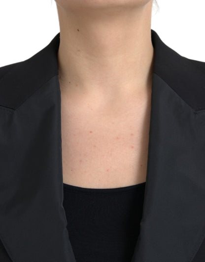 Dolce & Gabbana Black Polyester Puffed Sleeves Cropped Jacket Dolce & Gabbana