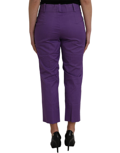 BENCIVENGA Purple Cotton MidWaist Straight Cropped Pants BENCIVENGA