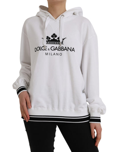 Dolce & Gabbana White Cotton Logo Hoodie Pullover Sweater Dolce & Gabbana